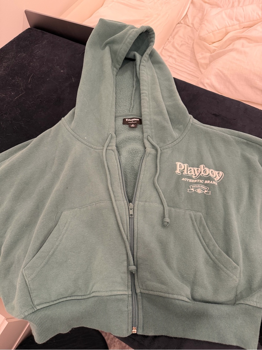 PLAYBOY Sage Green Full-Zip Hoodie